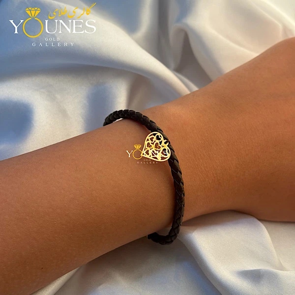 دستبند چرم قلب قلبی طلا